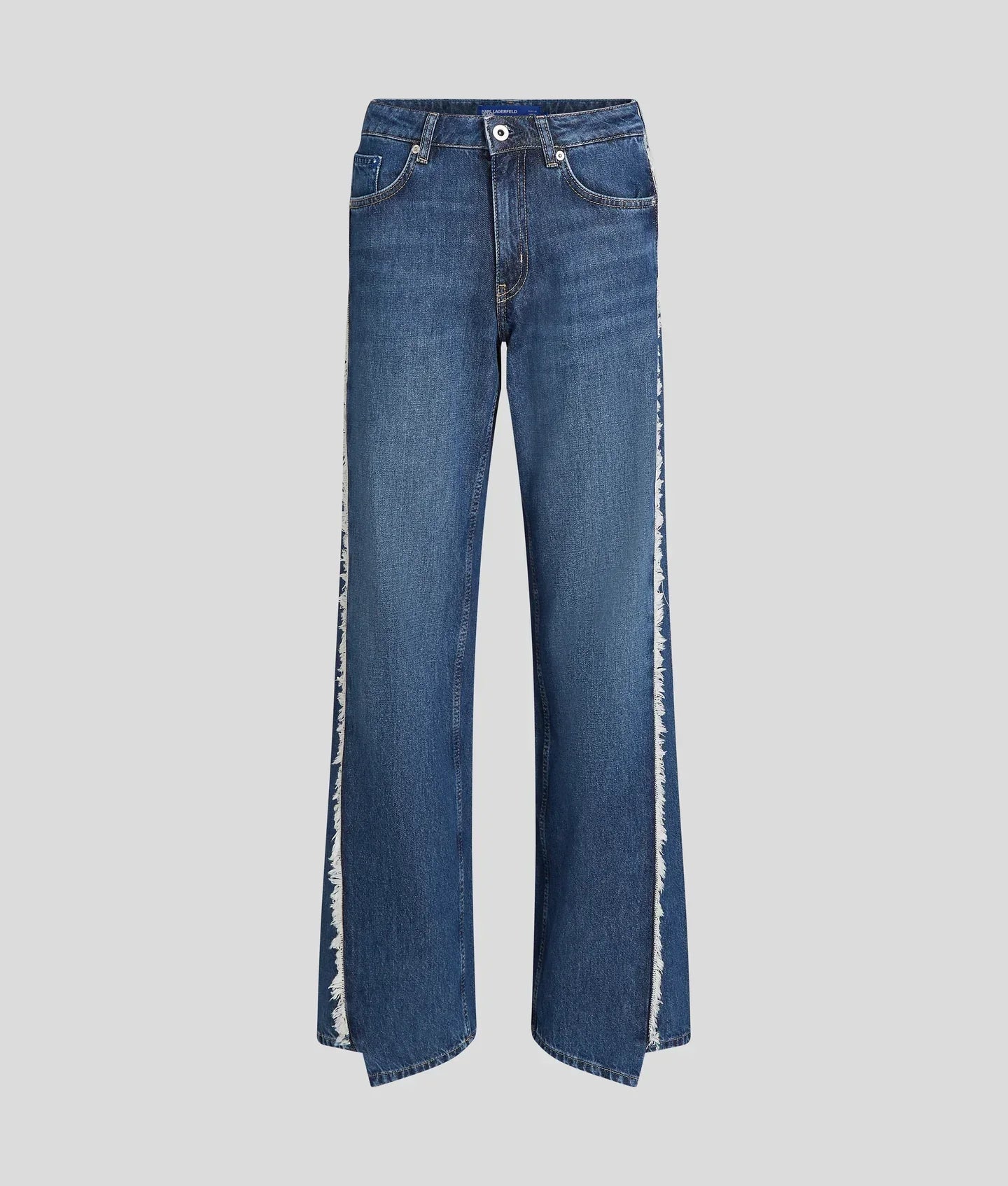KARL FRINGED MID-RISE RELAXED JEANS