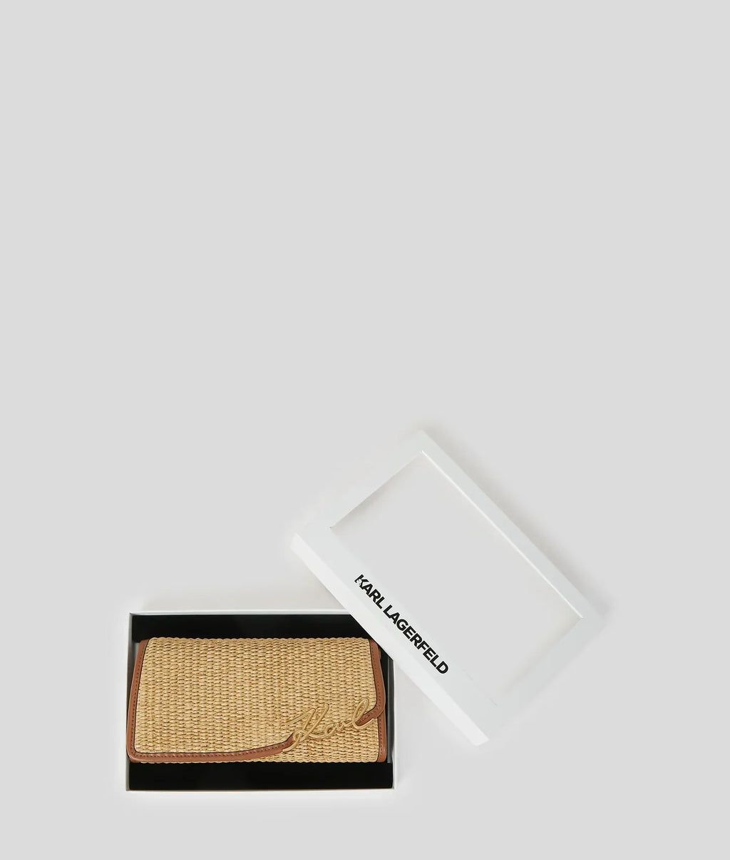 KARL K/SIGNATURE WOVEN WALLET ON CHAIN