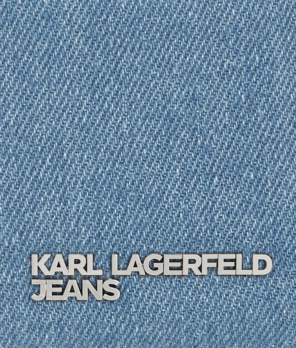 KARL METAL LOGO DENIM CARDHOLDER